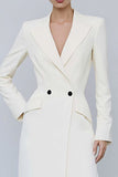Ivory Sheath Peak Lapel långärmad arbetsklänning