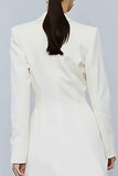 Ivory Sheath Peak Lapel långärmad arbetsklänning