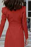 Red Sheath Peak Lapel Midi arbetsklänning med slits