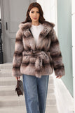 Hooded Faux Fur Steel Grå Tjock Damrock