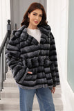 Hooded Faux Fur Steel Grå Tjock Damrock