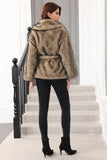 Kaffe Faux Fur Shawl Lapel Damjacka med bälte