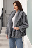 Kaffe Faux Fur Shawl Lapel Damjacka med bälte