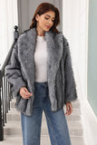 Kaffe Faux Fur Shawl Lapel Damjacka med bälte