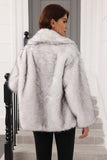 Kaffe Faux Fur Shawl Lapel Damjacka med bälte