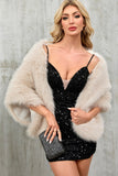 Kaffe Faux Fur Kvinnor Varm Scarf Wrap Coat