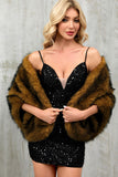 Kaffe Faux Fur Kvinnor Varm Scarf Wrap Coat
