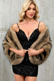 Kaffe Faux Fur Kvinnor Varm Scarf Wrap Coat