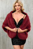 Kaffe Faux Fur Kvinnor Varm Scarf Wrap Coat