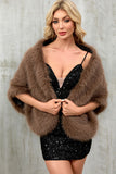 Kaffe Faux Fur Kvinnor Varm Scarf Wrap Coat
