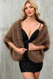 Kaffe Faux Fur Kvinnor Varm Scarf Wrap Coat