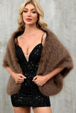Kaffe Faux Fur Kvinnor Varm Scarf Wrap Coat