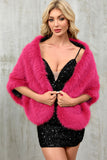 Kaffe Faux Fur Kvinnor Varm Scarf Wrap Coat