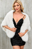 Kaffe Faux Fur Kvinnor Varm Scarf Wrap Coat