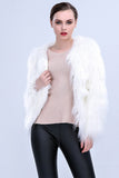 White Rainbow Shiny Glow Faux Fur Women Party Coat