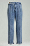 Blå grå rakbeniga denim herrbyxor