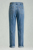 Blå grå rakbeniga denim herrbyxor