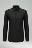 Vit randig slim fit långärmad herrkostym skjorta