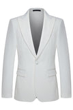 Peak Lapel 3-delad enknapps vita herrbröllopsdräkter