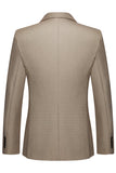 Khaki Coffee Peak Lapel Enkelknäppta herrkostymer i tre delar