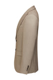 Khaki Coffee Peak Lapel Enkelknäppta herrkostymer i tre delar