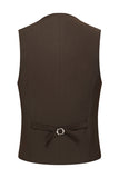 Khaki Coffee Peak Lapel Enkelknäppta herrkostymer i tre delar