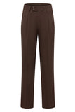 Khaki Coffee Peak Lapel Enkelknäppta herrkostymer i tre delar