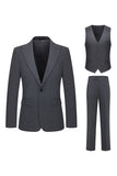 Slim Fit Peak Lapel Herrkostymer i tre delar grå kostymer