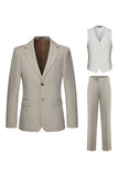 Khaki-notched kavajslag tredelade herrkostymer