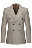 Herrkläder med mörk khaki Peak Lapel 3-delade kostymer