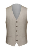 Herrkläder med mörk khaki Peak Lapel 3-delade kostymer