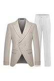 2-delade khaki topp kavajslag Slim Fit herrkostymer