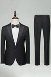 Navy Peak Lapel Slim Fit tvådelade herrkostymer