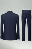 Navy Peak Lapel Slim Fit tvådelade herrkostymer