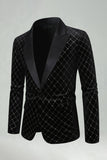 Green Velvet Check Peak Lapel Herrbalkavaj