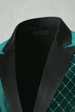 Green Velvet Check Peak Lapel Herrbalkavaj