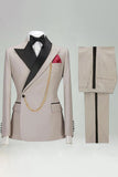 Slim Fit 2-delade Khaki Peak Lapel herrkostymer