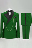 Slim Fit 2-delade Khaki Peak Lapel herrkostymer