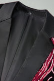 Mörkröda paljettnotched lapel 2-delade herrbalkostymer
