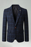 Rutig Navy herrbalskavaj med notched lapel