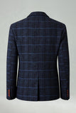 Rutig Navy herrbalskavaj med notched lapel