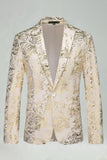 Jackjacka med hackslag i silver Jacquard herrbalblazer