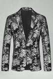 Jackjacka med hackslag i silver Jacquard herrbalblazer