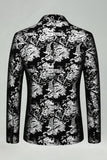 Jackjacka med hackslag i silver Jacquard herrbalblazer