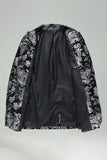 Jackjacka med hackslag i silver Jacquard herrbalblazer