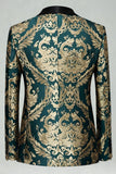 Green Jacquard 2-delade sjal-kragar herrbaldräkter