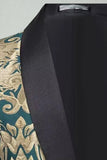 Green Jacquard 2-delade sjal-kragar herrbaldräkter