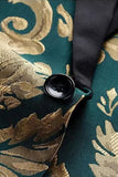 Green Jacquard 2-delade sjal-kragar herrbaldräkter