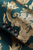 Green Jacquard 2-delade sjal-kragar herrbaldräkter