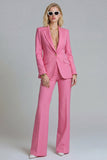 Fuchsia Peak Lapel tvådelade enknapps arbetsdräkter för kvinnor